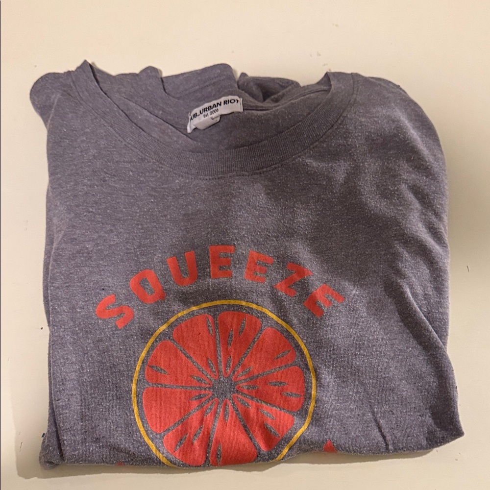 Sub_Urban Riot Gray Tee with Red and Yellow Print